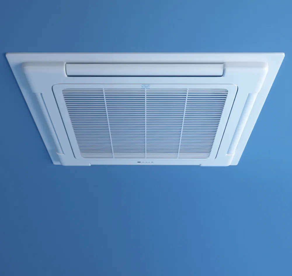 ATTACK cassette fan coil unit on a blue background