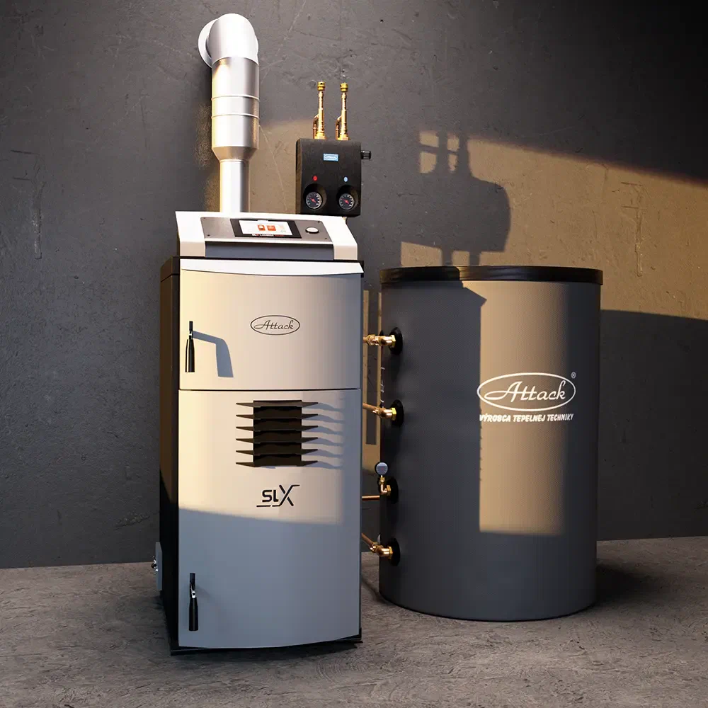 ATTACK SLX wood boiler with a buffer tank