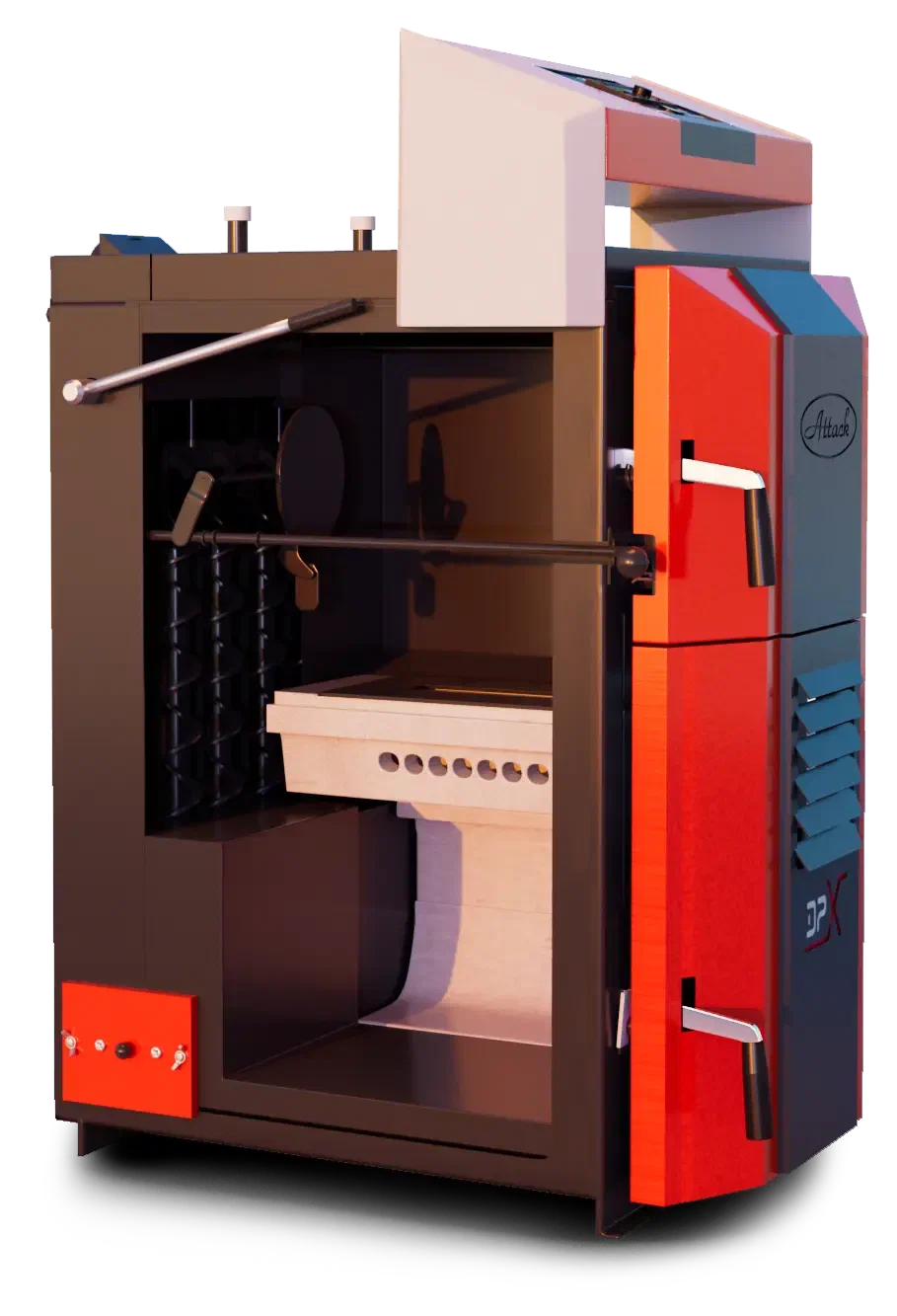 Cutaway view of the ATTACK DPX boiler with marked components