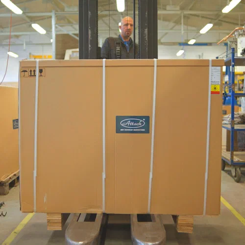 ATTACK unit packed on a pallet and ready for dispatch