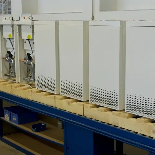 ATTACK floor-standing boilers lined up on the production line