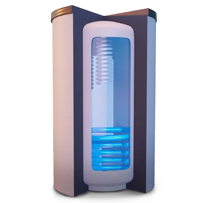 ATTACK TUV and TUVS buffer tanks with a flow-through heat exchanger