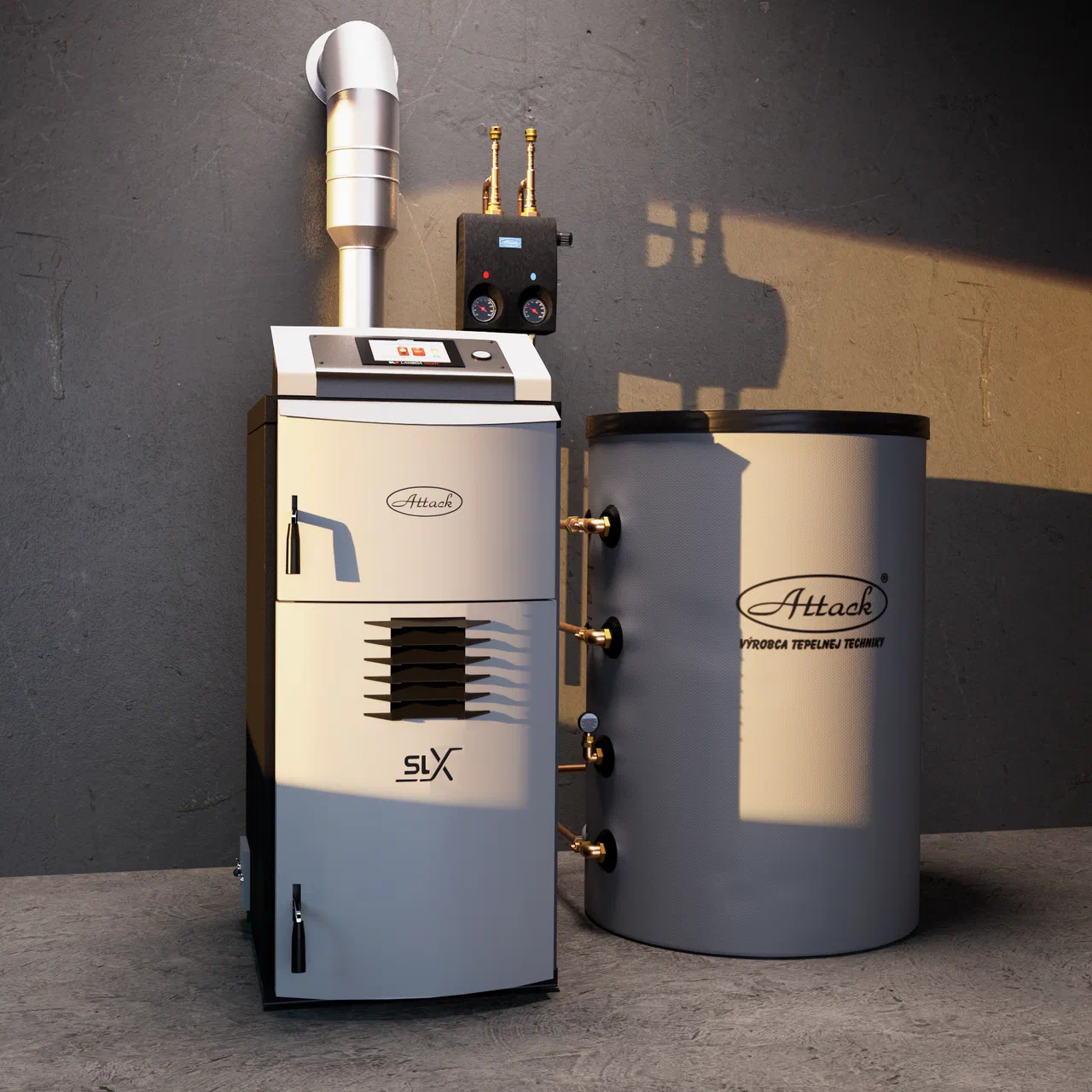 ATTACK SLX boiler with a buffer tank