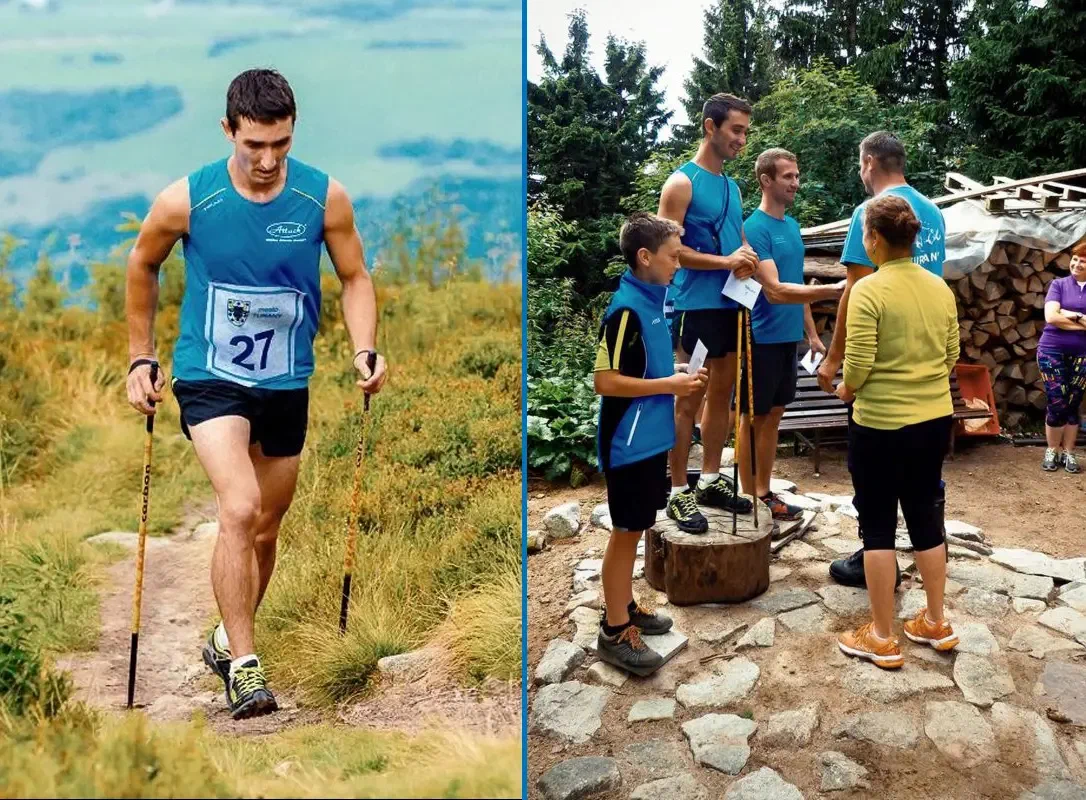 Runner wearing an ATTACK shirt during a mountain race