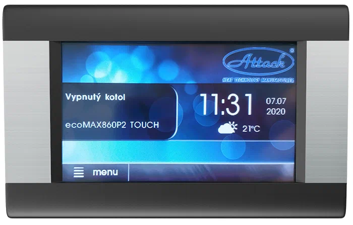 SMART touchscreen control panel on the ATTACK PELLET 30 boiler