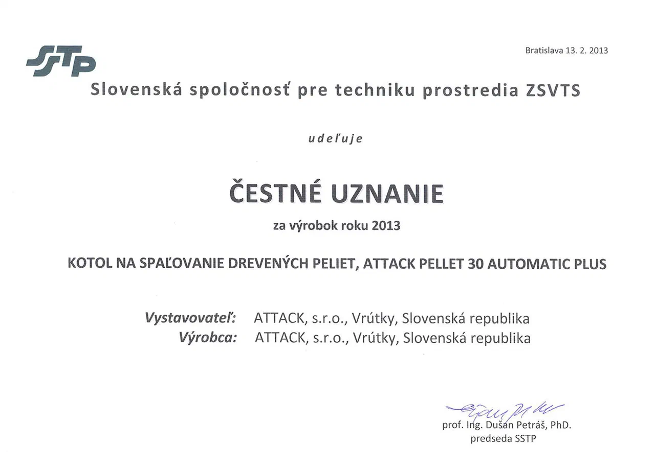 ATTACK Pellet 30 · award certificate