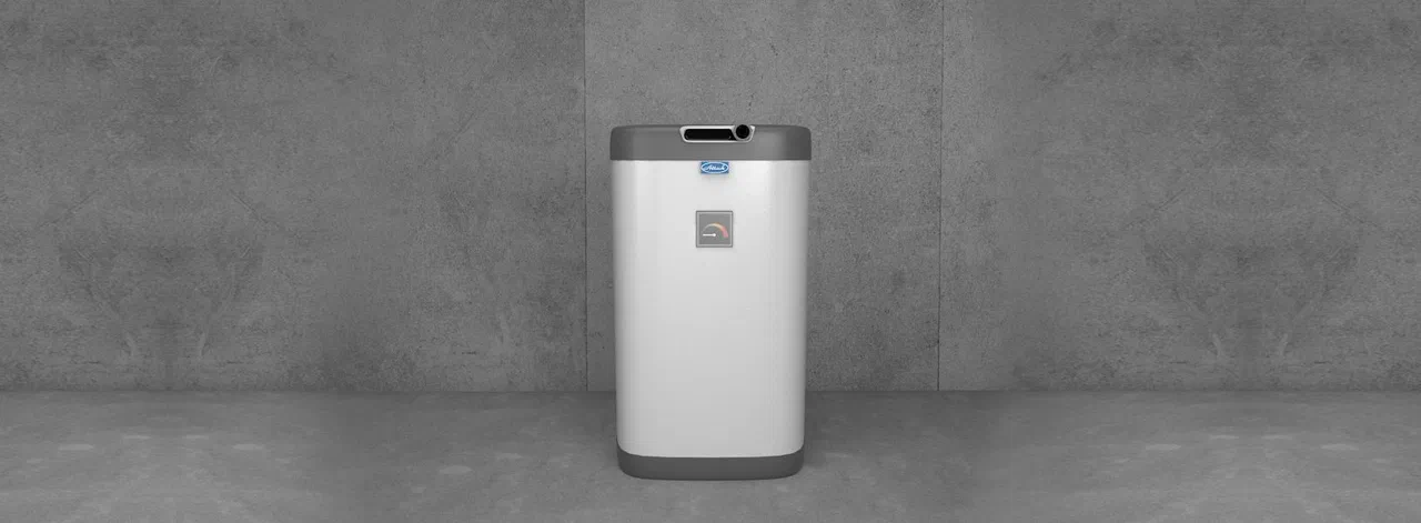 ATTACK hot-water tank on a grey background