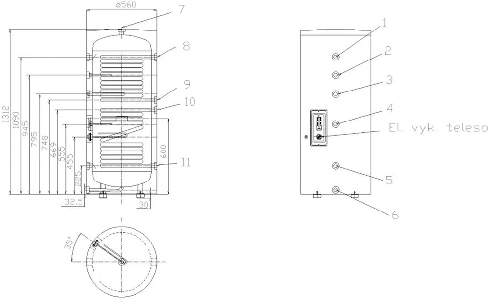 Technical connection diagram for the ATTACK Z SOL INOX tank
