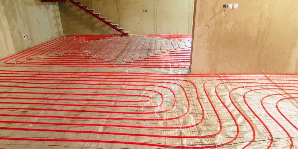 Underfloor heating with a heat pump