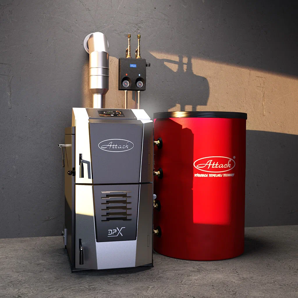 ATTACK DPX boiler with a red buffer tank