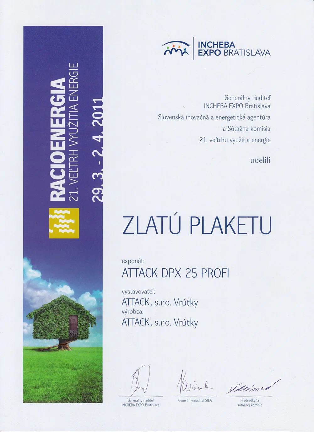 ATTACK DPX · award certificate
