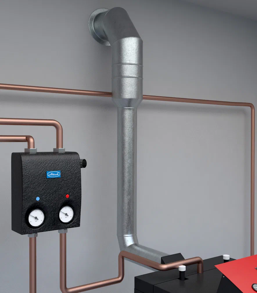 Chimney connected to a boiler